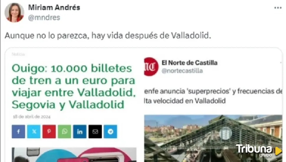 Críticas a Andrés por twittear que "hay vida después de Valladolid"